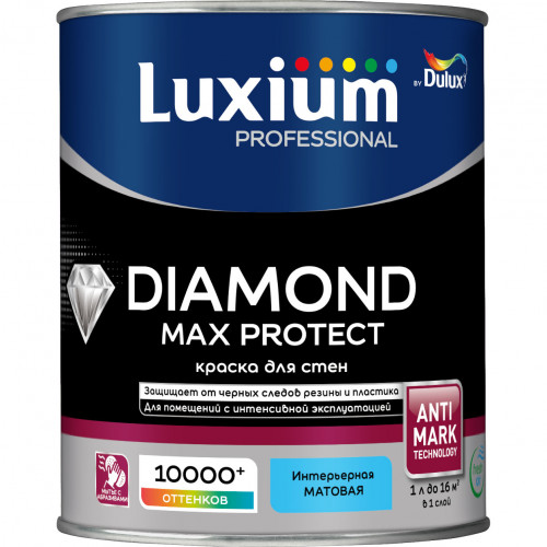 Краска для стен и потолков водно-дисперсионная Luxium Diamond Max Protect матовая база BC 0.9 л