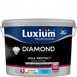 Краска для стен и потолков водно-дисперсионная Luxium Diamond Max Protect матовая база BW 9 л