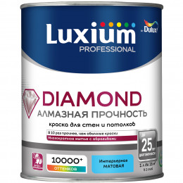 Краска для стен и потолков водно-дисперсионная Luxium Diamond Matt матовая база BW 1 л