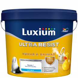 Краска для кухни и ванной латексная Luxium Ultra Resist матовая база BW 5 л