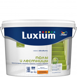 Краска для напольных покрытий водно-дисперсионная Luxium Полы и лестницы полуглянцевая база BW 9 л