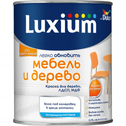 Краска для дерева водно-дисперсионная Luxium Мебель и дерево матовая база BС 0.75 л