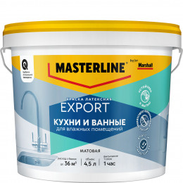 Краска для кухни и ванной латексная Masterline матовая база BW 4.5 л