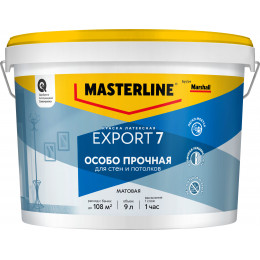 Краска для стен и потолков латексная Masterline Export-7 матовая база BW 9 л