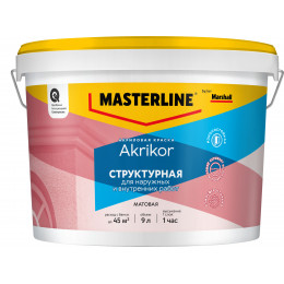 Краска акриловая Masterline Akrikor Структурная белая база BW 9 л