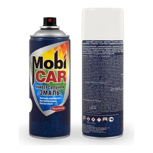 Аэрозольная эмаль универсальная Mobicar 0505-9016 MC RAL 9016 цвет транспортный белый матовый 520 мл