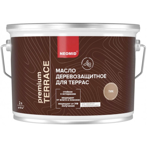 Масло для террас Neomid Terrace, Тик 2 л