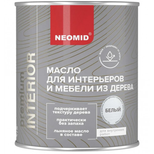 Масло для интерьеров и мебели из дерева Neomid Interior, Белый 0.75 л