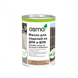 Масло для изделий из ДПК, БПК Osmo WPC BPC Pflege-O 030 Бесцветное шелковисто-матовое 1 л