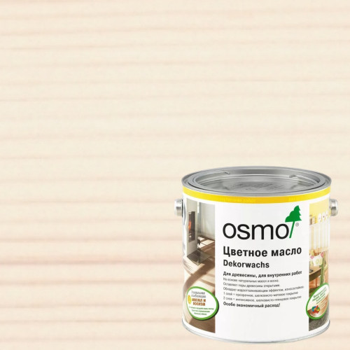 Масло с твердым воском для дерева Osmo Dekorwachs Transparent цвет 3111 Белое шелковисто-матовый 0.125 л