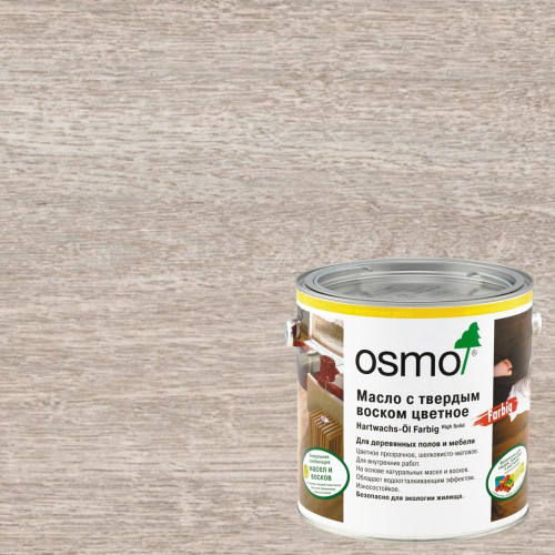 Масло с твердым воском для дерева Osmo Hartwachs-Ol Farbig цвет 3040 Белый шелковисто-матовое 0.75 л