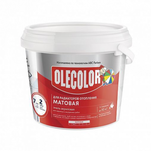 Эмаль для радиаторов Olecolor акриловая матовая белая 0,5 кг