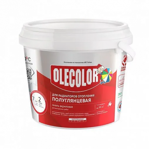 Эмаль для радиаторов Olecolor акриловая полуглянцевая белая 0,5 кг