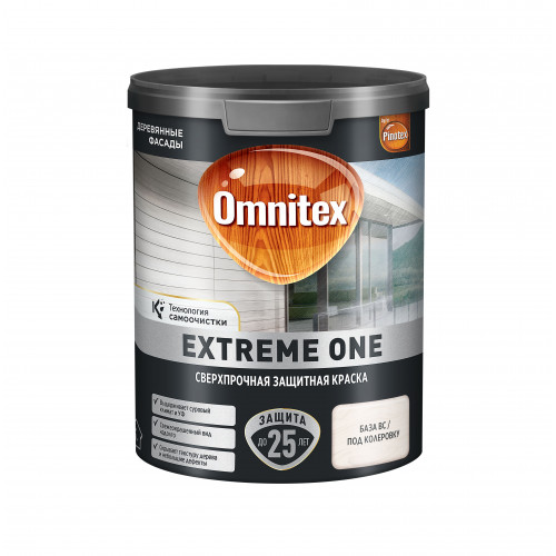 Краска для деревянных фасадов Omnitex Extreme One база BC полуматовая 0.85 л
