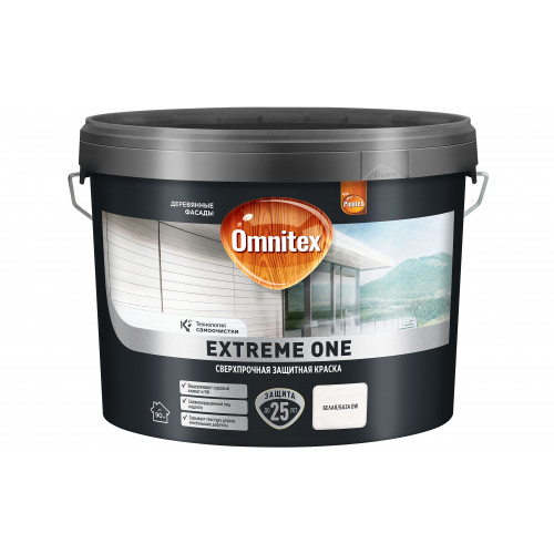 Краска для деревянных фасадов Omnitex Extreme One база BW полуматовая 9 л