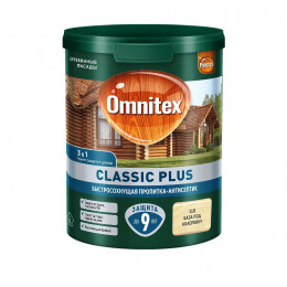 Пропитка декоративная для защиты древесины Omnitex Classic Plus 3 в 1 база CLR 0.9 л