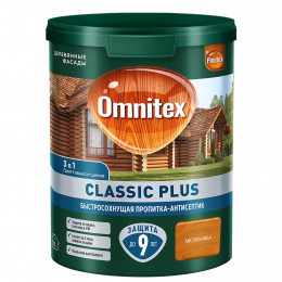 Пропитка декоративная для защиты древесины Omnitex Classic Plus 3 в 1 лиственница 0.9 л