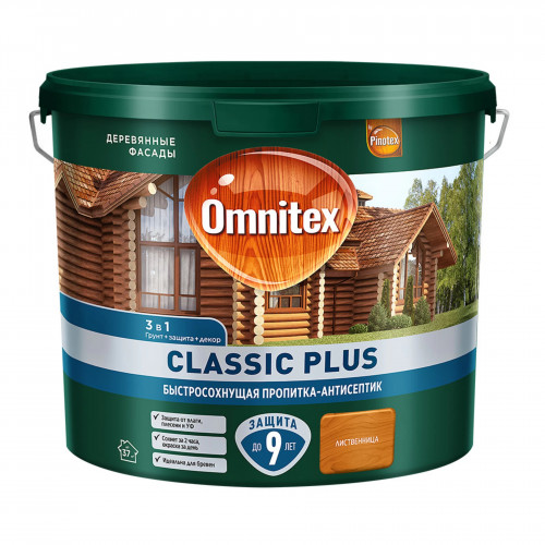 Пропитка декоративная для защиты древесины Omnitex Classic Plus 3 в 1 лиственница 2.5 л
