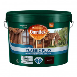 Пропитка декоративная для защиты древесины Omnitex Classic Plus 3 в 1 палисандр 9 л