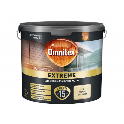 Пропитка декоративная для защиты древесины Omnitex Extreme база BC полуматовая 2.5 л