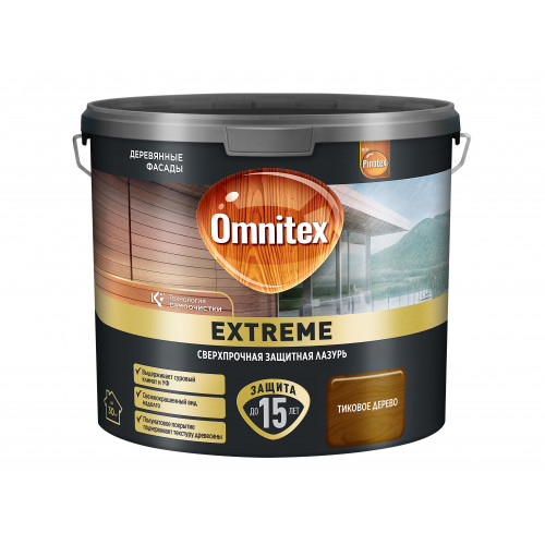 Пропитка декоративная для защиты древесины Omnitex Extreme тик полуматовая 2.5 л