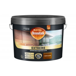 Пропитка декоративная для защиты древесины Omnitex Extreme тик полуматовая 9 л