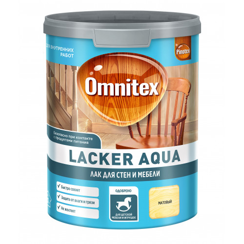 Лак для дерева на водной основе колеруемый Omnitex Lacker Aqua 10 матовый 1 л