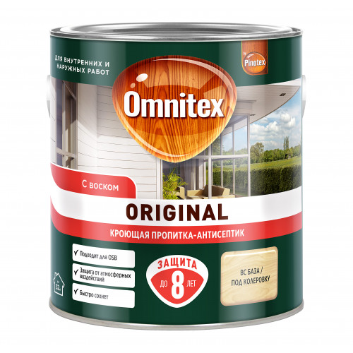 Пропитка декоративная для защиты древесины Omnitex Original база CLR 2.5 л