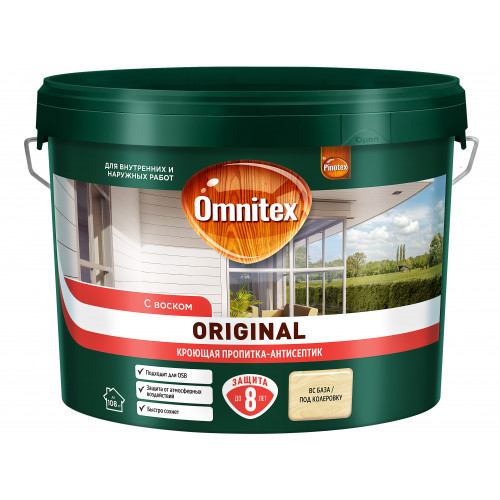 Пропитка декоративная для защиты древесины Omnitex Original база CLR 8.4 л