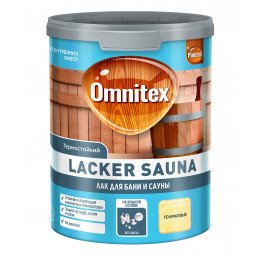 Лак для бань и саун на водной основе Omnitex Lacker Sauna 20 полуматовый 1 л