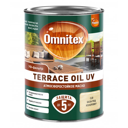 Масло для защиты древесины атмосферостойкое Omnitex Terrace Oil UV бесцветное 0.9 л