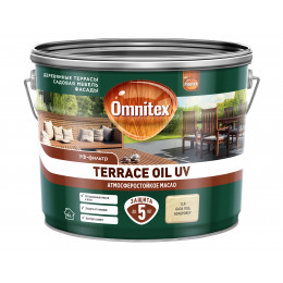 Масло для защиты древесины атмосферостойкое Omnitex Terrace Oil UV бесцветное 9 л
