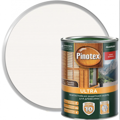 Пропитка декоративная для защиты древесины Pinotex Ultra AWB полуглянцевая белая 0,9 л