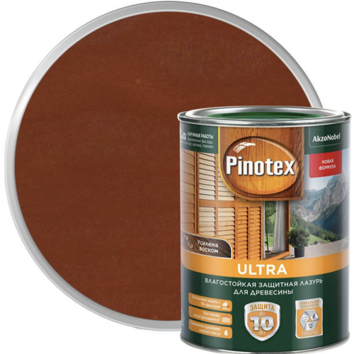 Пропитка декоративная для защиты древесины Pinotex Ultra AWB полуглянцевая красное дерево 0,9 л