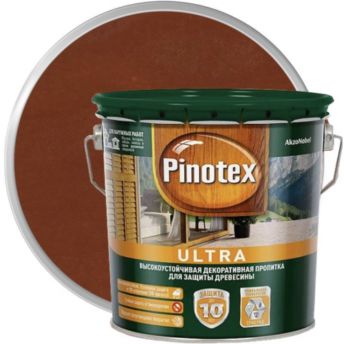 Пропитка декоративная для защиты древесины Pinotex Ultra AWB полуглянцевая красное дерево 2,5 л