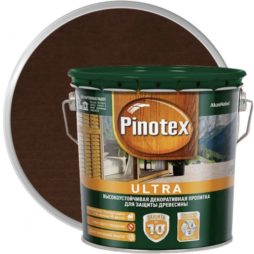 Пропитка декоративная для защиты древесины Pinotex Ultra AWB полуглянцевая орех 2,5 л