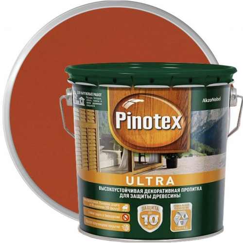 Пропитка декоративная для защиты древесины Pinotex Ultra AWB полуглянцевая рябина 2,5 л