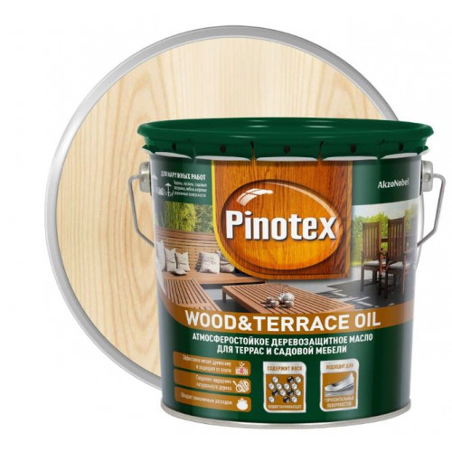 Масло для защиты древесины атмосферостойкое Pinotex Wood&Terrace Oil бесцветное 9 л