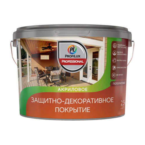 Лак для деревянных панелей акриловый защитно-декоративный Profilux Professional белый 2,5 л