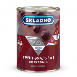 Грунт-эмаль по ржавчине Skladno 3 в 1 красный 1.8 кг (1/6)