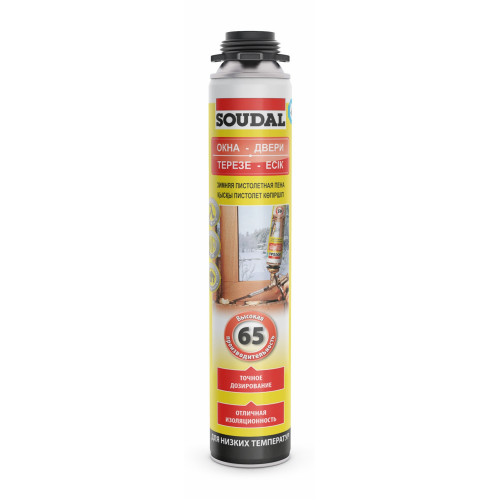 Пена профессиональная Soudal Окна-Двери 65 зимняя 820 мл