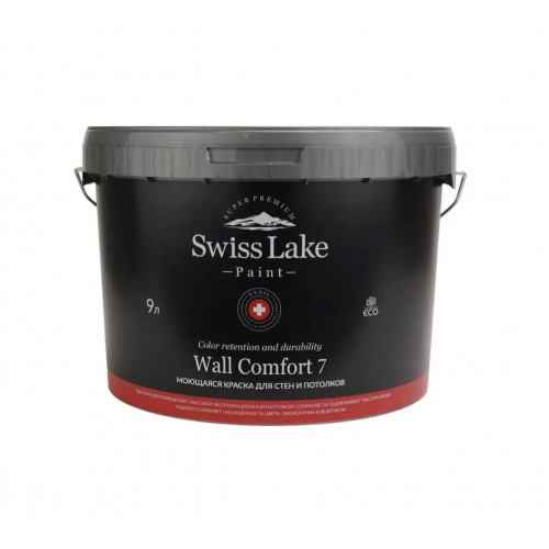 Краска водно-дисперсионная Swiss Lake WALL COMFORT 7 матовая база А 9 кг