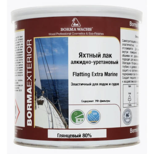 Яхтный лак Borma Wachs Flatting Extra Marine алкидно-уретановый шелковисто-матовый 80% 750 мл