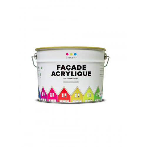 VINCENT FACADE ACRYLIQUE F 2 краска фасадная суперстойкая матовая база А 2,25 л