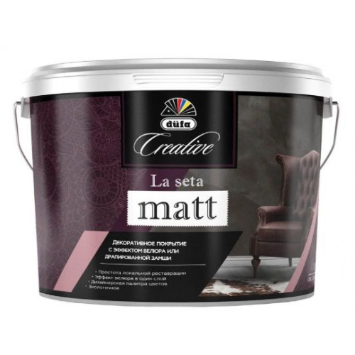 Покрытие декоративное Dufa Creative La Seta matt эффект велюра база ARGENTO 1,2 кг