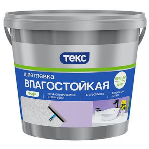 Текс ПРОФИ влагостойкая Шпатлевка латексная белый 0,9 л