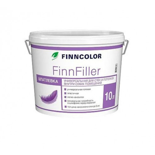 FINNCOLOR FINNFILLER шпаклевка Универсальная финишная для сухих помещений 10 л