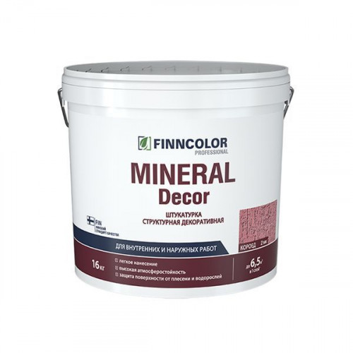 FINNCOLOR MINERAL DECOR штукатурка декоративная структурная короед фракция 2 мм 16 кг