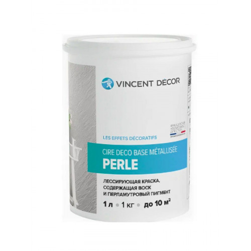 VINCENT DECOR CIRE DECO база Металлизе Перль, лессирующая декоративная краска 0,8 л