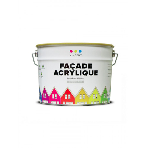VINCENT FACADE ACRYLIQUE F 2 краска фасадная суперстойкая матовая база А 0,8 л
